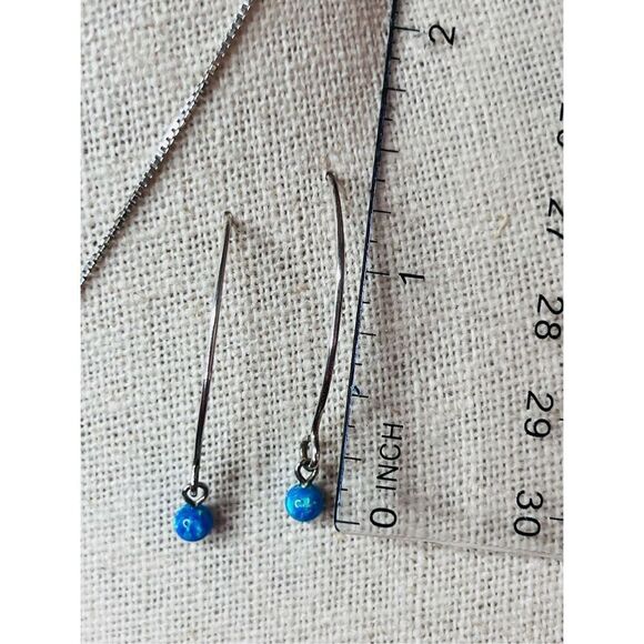 Silver 925 Simulated Fire Opal Snowflake 18" Necklace + Drop Earring Set Jewelry - Picture 6 of 16